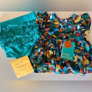 Posh Peanut - NEW Rio Ruffled Cap Sleeve Henley Peplum Top And Bloomer Set